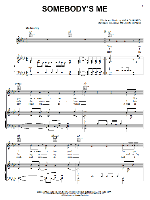 Somebody's Me (Piano, Vocal & Guitar Chords (Right-Hand Melody)) von Enrique Iglesias