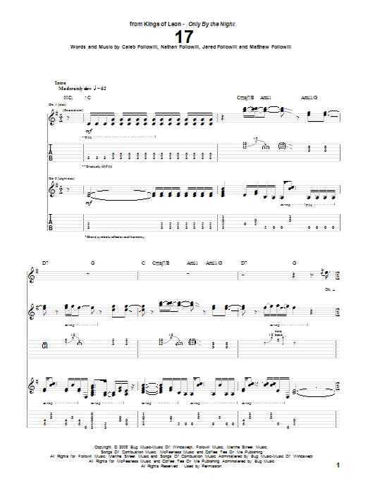 17 (Guitar Tab) von Kings Of Leon