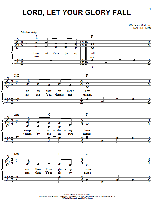 Lord, Let Your Glory Fall (Easy Piano) von Matt Redman