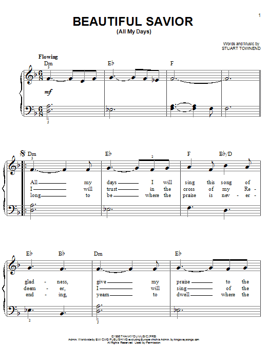 Beautiful Savior (All My Days) (Easy Piano) von Stuart Townend