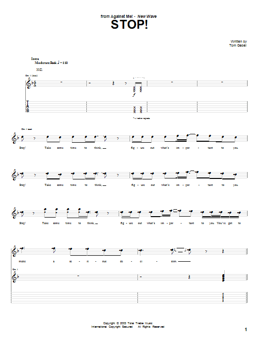 Stop! (Guitar Tab) von Against Me!