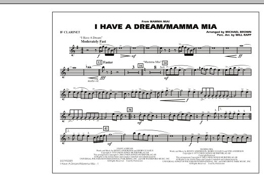 I Have a Dream/Mamma Mia! - Bb Clarinet (Marching Band) von Michael Brown
