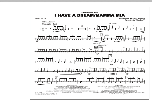 I Have a Dream/Mamma Mia! - Snare Drum (Marching Band) von Michael Brown