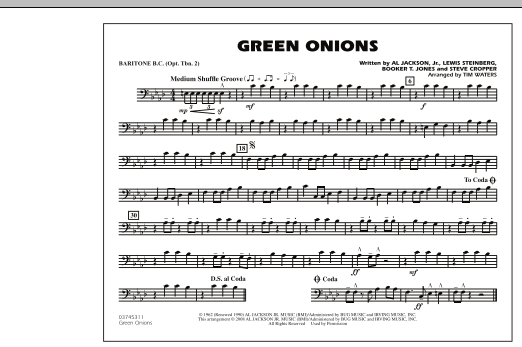 Green Onions - Baritone B.C. (Opt. Tbn. 2) (Marching Band) von Tim Waters