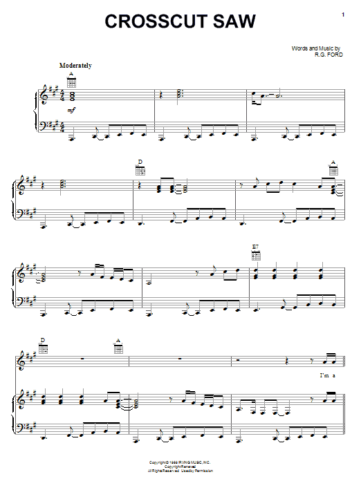 Crosscut Saw (Piano, Vocal & Guitar Chords (Right-Hand Melody)) von Albert King