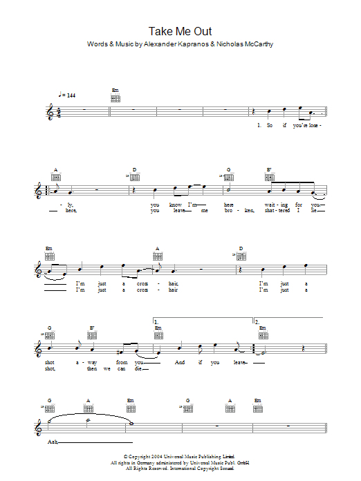 Take Me Out (Lead Sheet / Fake Book) von Franz Ferdinand