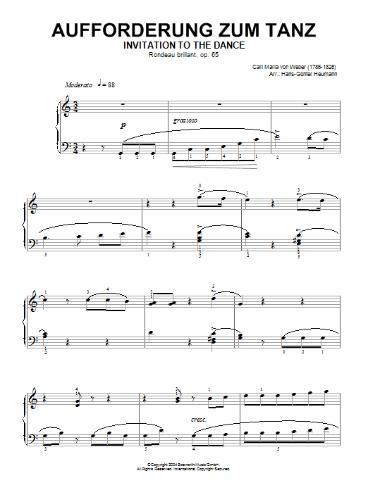 Invitation To The Dance, Rondeau Brillant, Op.65 (arr. Hans-Gunter Heumann) (Piano Solo) von Carl Maria von Weber