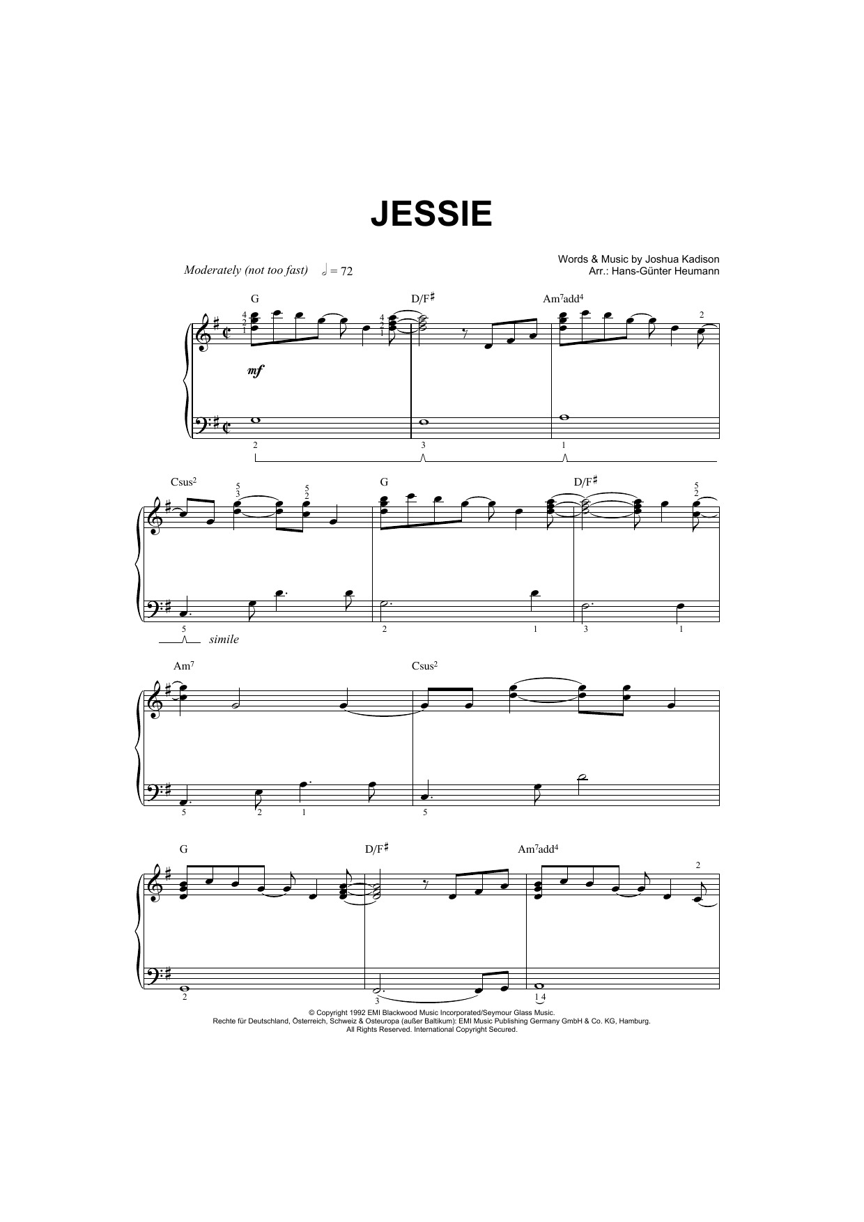 Jessie (Piano & Vocal) von Joshua Kadison