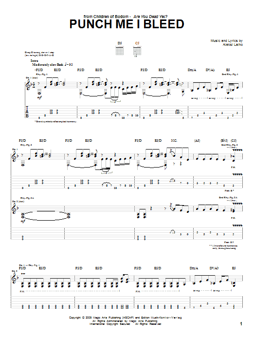 Punch Me I Bleed (Guitar Tab) von Children Of Bodom