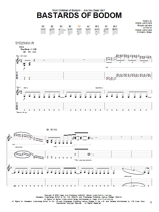 Bastards Of Bodom (Guitar Tab) von Children Of Bodom