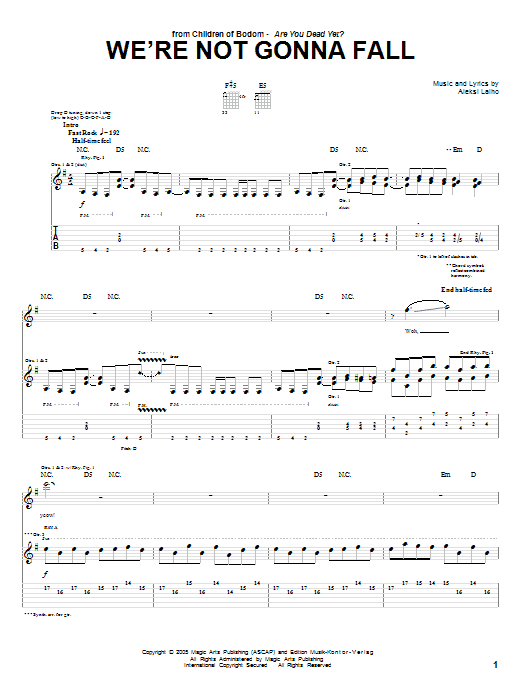 We're Not Gonna Fall (Guitar Tab) von Children Of Bodom