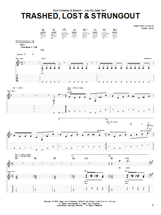 Trashed, Lost & Strungout (Guitar Tab) von Children Of Bodom