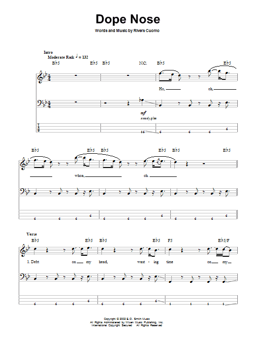 Dope Nose (Bass Guitar Tab) von Weezer