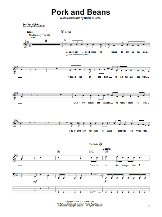 Pork And Beans (Bass Guitar Tab) von Weezer