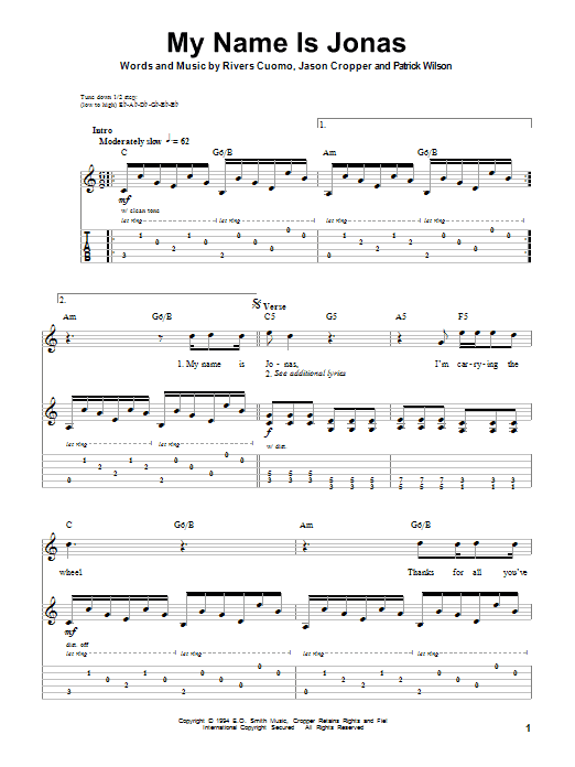 My Name Is Jonas (Guitar Tab (Single Guitar)) von Weezer