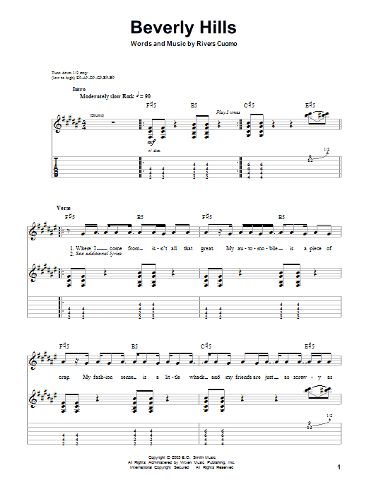 Beverly Hills (Guitar Tab (Single Guitar)) von Weezer