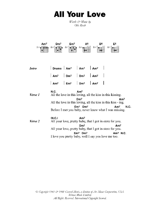 All Your Love (I Miss Loving) (Guitar Chords/Lyrics) von Otis Rush