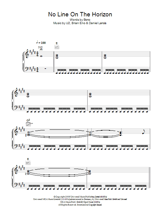 No Line On The Horizon (Piano, Vocal & Guitar Chords) von U2