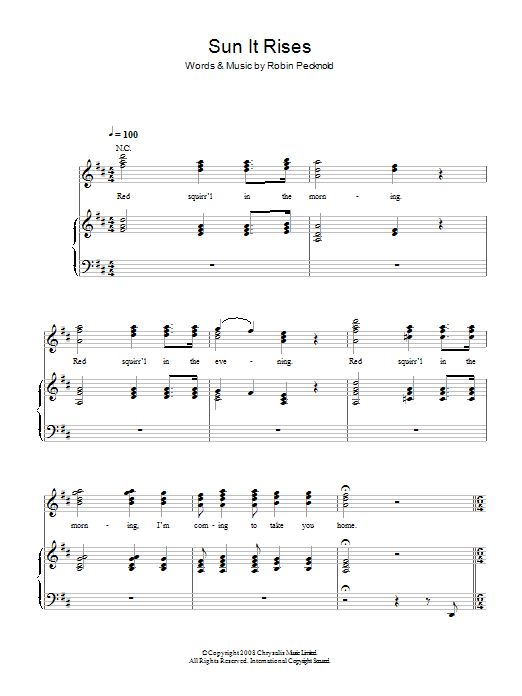 Sun It Rises (Piano, Vocal & Guitar Chords) von Fleet Foxes