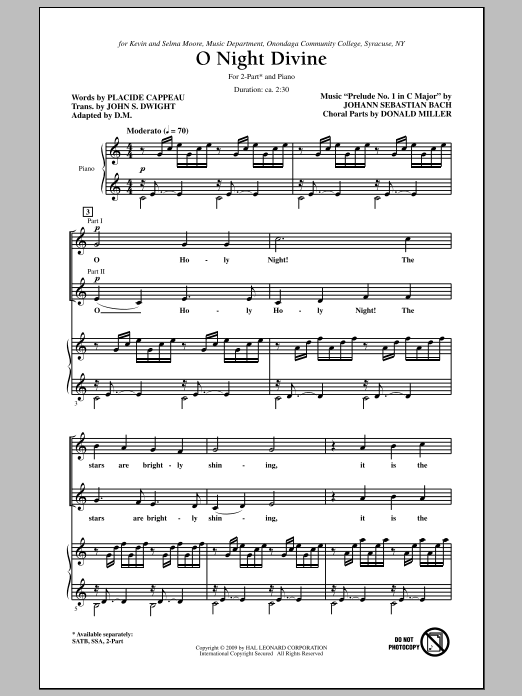 O Night Divine (2-Part Choir) von Donald Miller