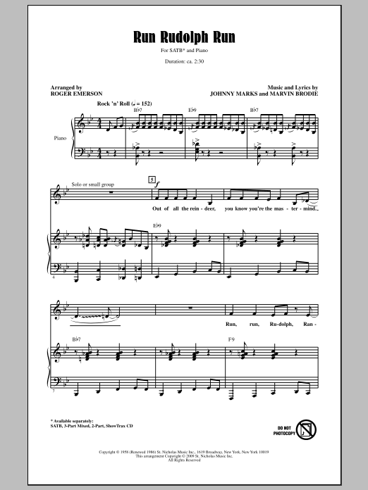 Run Rudolph Run (SATB Choir) von Roger Emerson