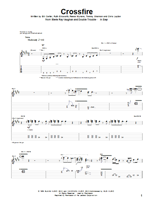 Crossfire (Guitar Tab) von Stevie Ray Vaughan