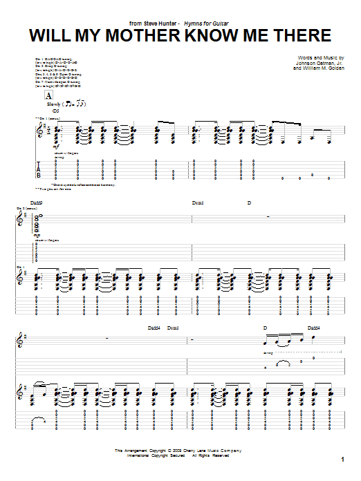Will My Mother Know Me There (Guitar Tab) von Steve Hunter