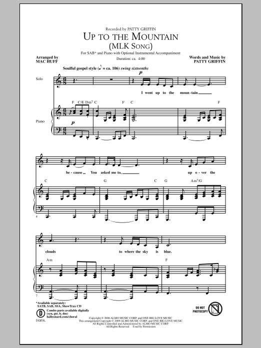 Up To The Mountain (MLK Song) (SAB Choir) von Mac Huff