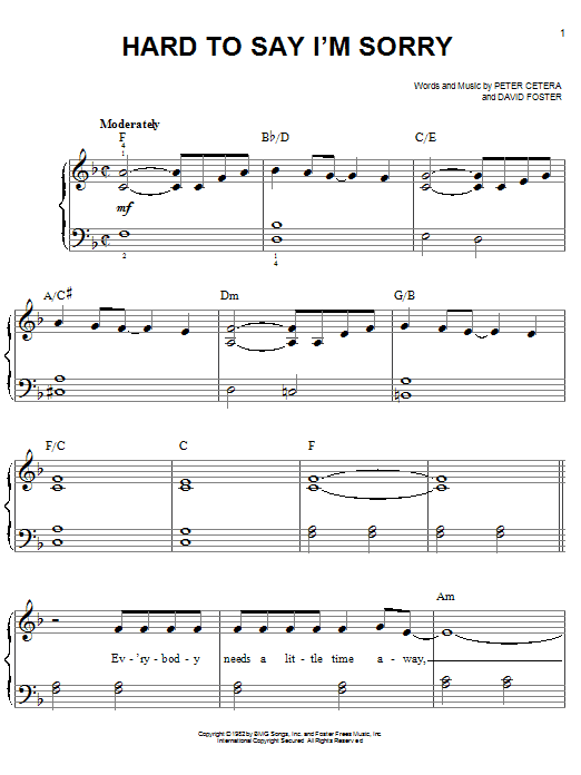 Hard To Say I'm Sorry (Easy Piano) von Chicago