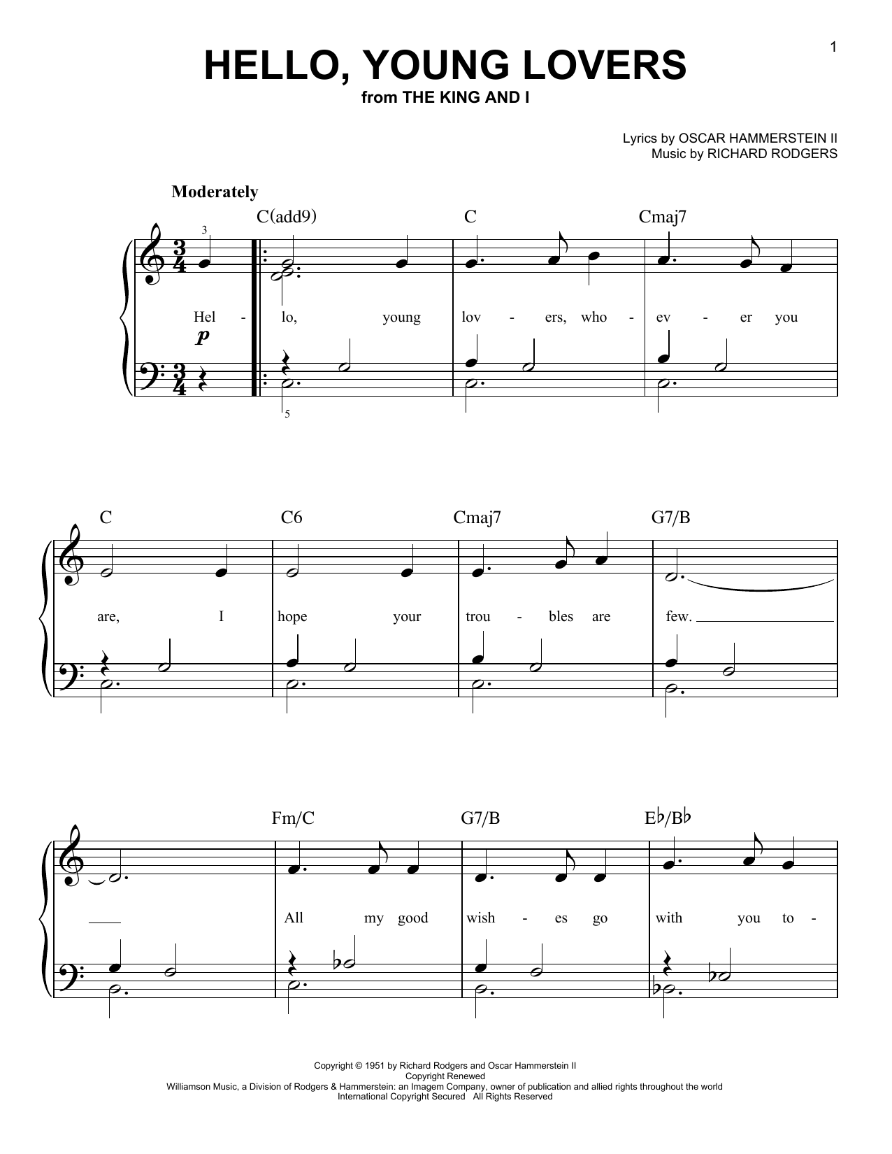 Hello, Young Lovers (Easy Piano) von Rodgers & Hammerstein
