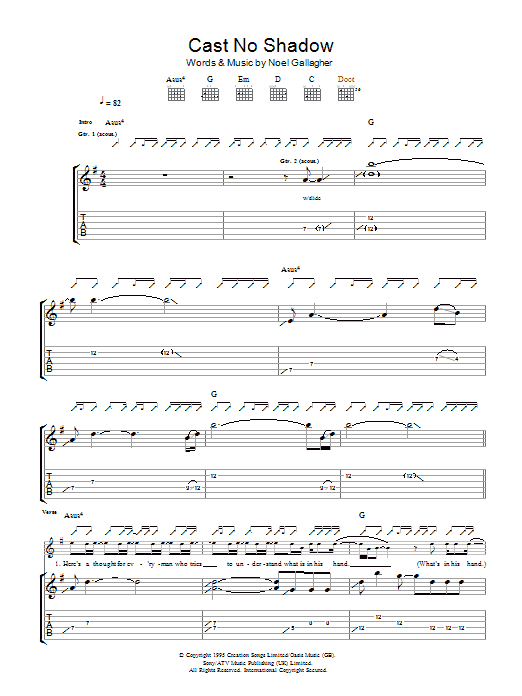 Cast No Shadow (Guitar Tab) von Oasis