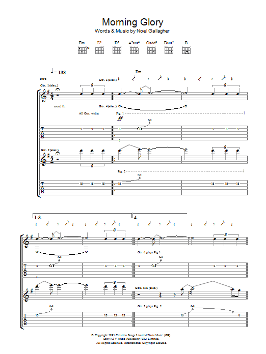 Morning Glory (Guitar Tab) von Oasis