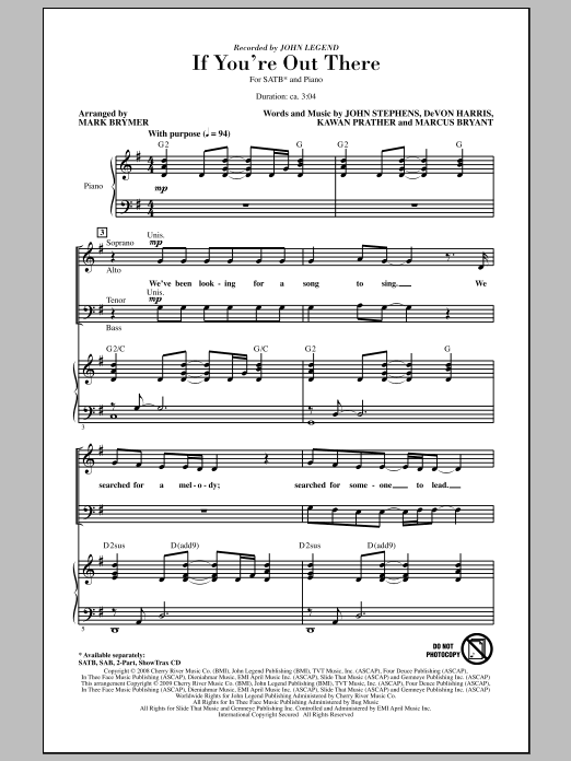 If You're Out There (SATB Choir) von Mark Brymer