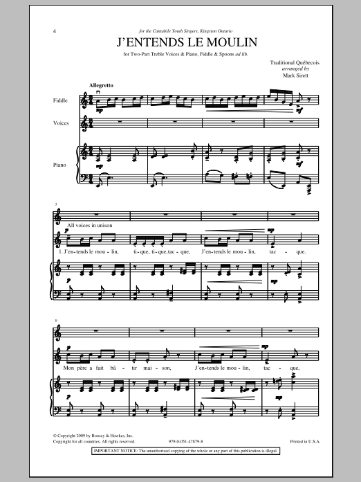 J'entends Le Moulin (2-Part Choir) von Mark Sirett