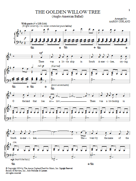 The Golden Willow Tree (Piano & Vocal) von Aaron Copland