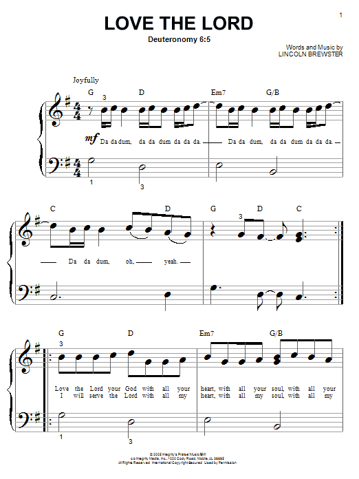 Love The Lord (Big Note Piano) von Lincoln Brewster
