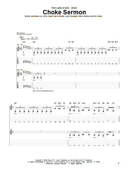 Choke Sermon (Guitar Tab) von Lamb Of God