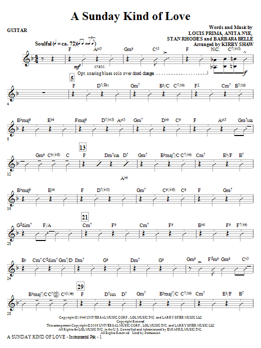 A Sunday Kind of Love - Guitar (Choir Instrumental Pak) von Kirby Shaw