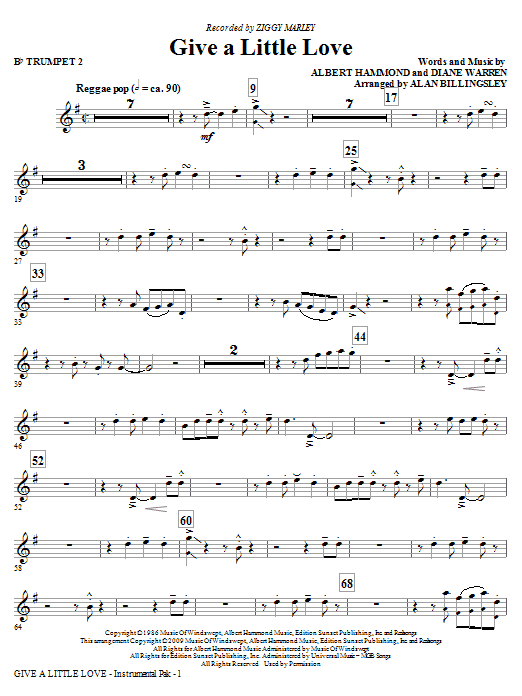 Give A Little Love (arr. Alan Billingsley) - Bb Trumpet 2 (Choir Instrumental Pak) von Ziggy Marley