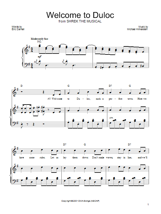 What's Up, Duloc? (Piano, Vocal & Guitar Chords (Right-Hand Melody)) von Shrek The Musical