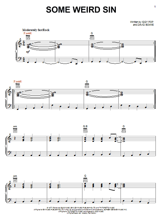 Some Weird Sin (Piano, Vocal & Guitar Chords (Right-Hand Melody)) von Iggy Pop