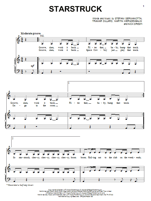 Starstruck (Piano, Vocal & Guitar Chords (Right-Hand Melody)) von Lady Gaga