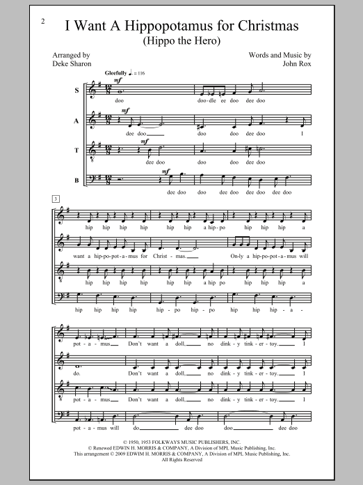 I Want A Hippopotamus For Christmas (Hippo The Hero) (SATB Choir) von Deke Sharon