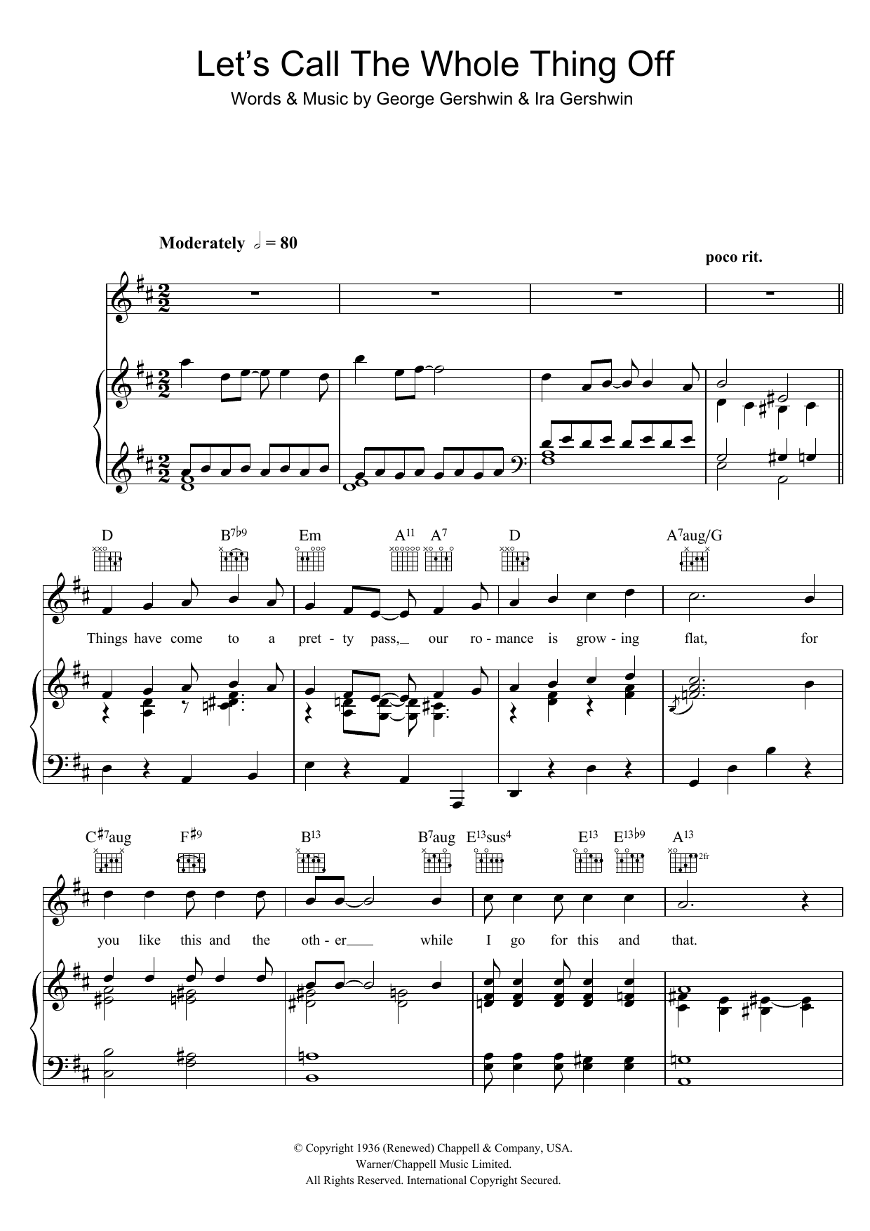 Let's Call The Whole Thing Off (Piano, Vocal & Guitar Chords) von George Gershwin