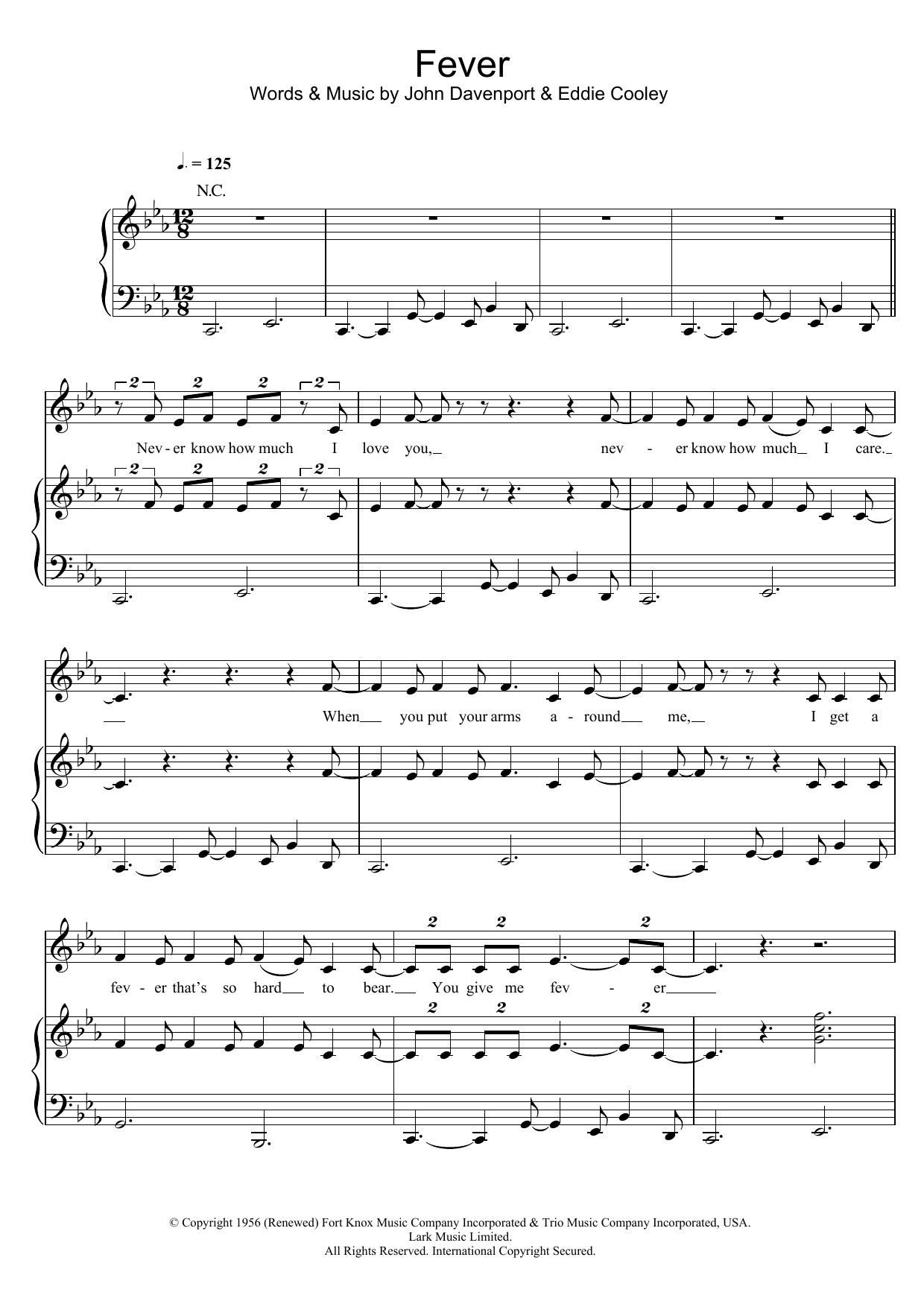Fever (Piano, Vocal & Guitar Chords) von Peggy Lee