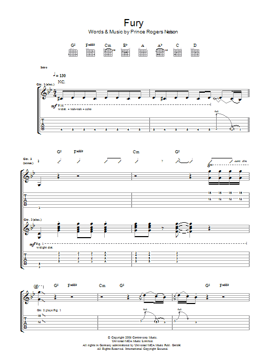 Fury (Guitar Tab) von Prince