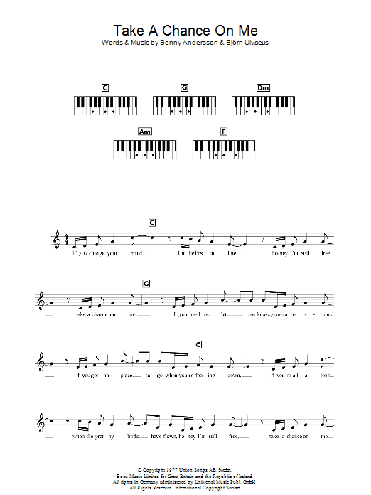 Take A Chance On Me (Lead Sheet / Fake Book) von ABBA