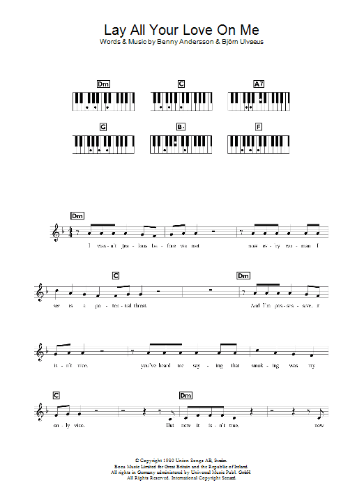 Lay All Your Love On Me (Lead Sheet / Fake Book) von ABBA