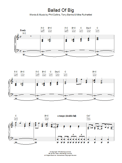 Ballad Of Big (Piano, Vocal & Guitar Chords) von Genesis