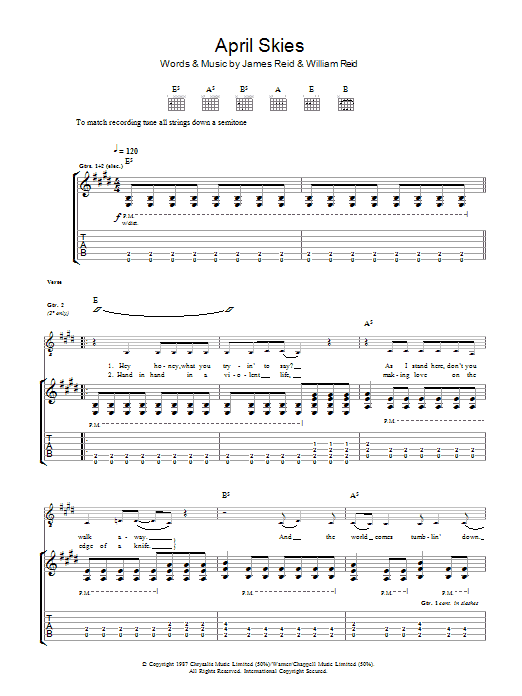 April Skies (Guitar Tab) von The Jesus And Mary Chain